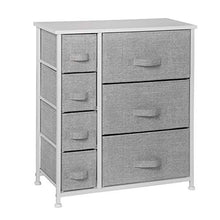 Load image into Gallery viewer, 7 Drawers Dresser - Furniture Storage Tower Unit for Bedroom, Hallway, Closet, Office Organization - Steel Frame, Wood Top, Easy Pull Fabric Bins Gray/White
