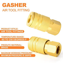 Load image into Gallery viewer, GASHER 1/4-Inch Brass Industrial Coupler,1/4 Inch NPT Threads Size, Quick Connect Air Coupler &amp; Air Plug
