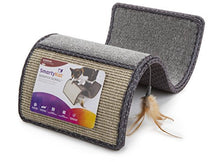 Load image into Gallery viewer, SmartyKat Scratch Scroll with Feather Toy, Multi-Surface Sisal &amp; Carpet Cat Scratcher, Interactive Scratching Outlet &amp; Lounger

