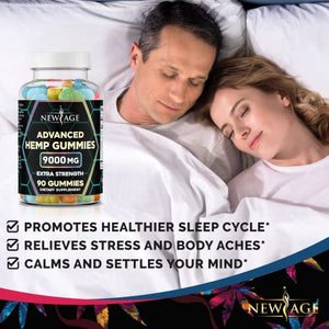 New Age Naturals Advanced Hemp Big Gummies 9000mg - Night Time Aid and Reduce Inflammation - Calming Strength Gummy for Adults - Natural Hemp Oil Infused Gummies (180 Gummies)
