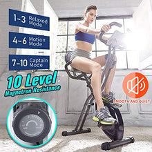 Load image into Gallery viewer, leikefitness LEIKE X Bike Ultra-Quiet Folding Exercise Bike, Magnetic Upright Bicycle with Heart Rate,LCD Monitor and easy to assemble 2200 (BLUE)
