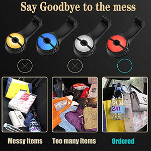 2 Pcs New Styles Car Hooks, Car Seat Back Hooks with Phone Holder, Vehicle Seat Back Hanger Hook, Universal adjustable car headrest hook for Holding Phones and Hanging Bag, Purse, Grocery