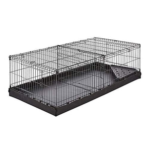 AmazonBasics Indoor-Outdoor Small Pet Habitat Cage with Canvas Bottom, with Divider, Black