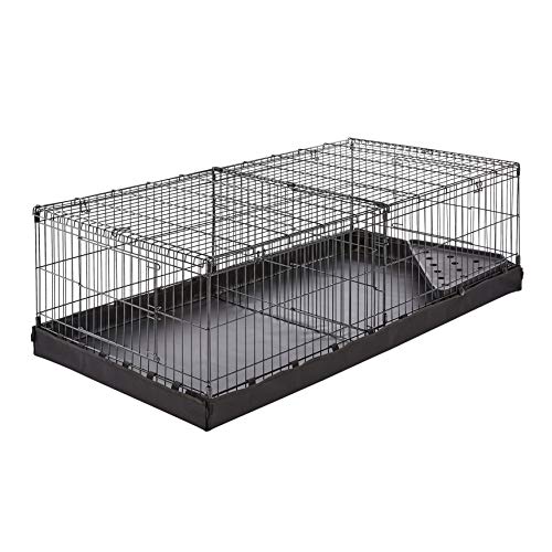 AmazonBasics Indoor-Outdoor Small Pet Habitat Cage with Canvas Bottom, with Divider, Black