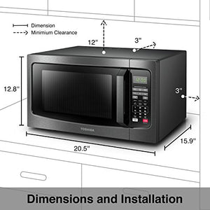Toshiba EM131A5C-BS Microwave Oven with Smart Sensor, Easy Clean Interior, ECO Mode and Sound On/Off, 1.2 Cu.ft, Black Stainless Steel
