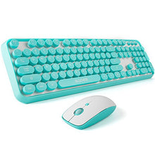 Load image into Gallery viewer, SADES V2020 Wireless Keyboard and Mouse Sets,White Blue Retro Style Keyboard with Round Keycaps,2.4GHz Dropout-Free Connection Mouse with 3 Adjustable DPI,Long Battery Life for Windows,Notebook,PC
