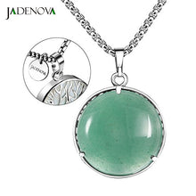 Load image into Gallery viewer, JADENOVA Family Tree Necklace Tree of Life Natural Aventurine Gemstone Crystal Pendant Necklace 24 Inches Stainless Steel Chain
