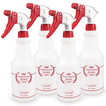 Load image into Gallery viewer, Uineko Plastic Spray Bottle (4 Pack, 24 Oz, All-Purpose) Heavy Duty Spraying Bottles Leak Proof Mist Empty Water Bottle for Cleaning Solution Planting Pet with Adjustable Nozzle and Measurements
