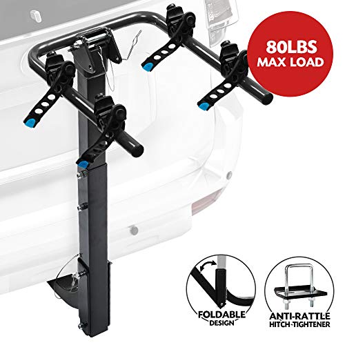 LITE-WAY 2-Bike Bicycle Hitch Mount Carrier Rack - Heavy Duty Bicycle Carrier Fit Most Sedans, Hatchbacks, Minivans, SUV (2 Inch Receiver)