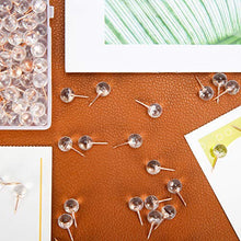 Load image into Gallery viewer, WenTao 150PCS Push Pins, Rose Gold Map Thumb Tacks, Large Size Pins Rose Gold Steel Point and Transparent Plastic Round Head for Bulletin Board, Fabric Marking, Crafts and Office Organization
