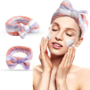 Cubaco Spa Headband Hair Wrap Spa Facial Headbands for Women 10 Pack Bow Hair Band Bow Spa Headbands for Washing Face Soft Carol Fleece Bowknot Makeup Shower Headbands Head Wraps Shower Spa Mask