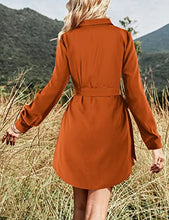 Load image into Gallery viewer, Amoretu Women's Fall Tie Waist Long Sleeve Dresses Tunic Shirt Dress, Orange XXL
