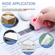 Load image into Gallery viewer, Belioncry Identity Theft Protection Roller Stamp 2.0 Generation with Ceramic Box Opener ID Police Block Address and Protect Your Privacy Information Self-Inking Roller Stamp
