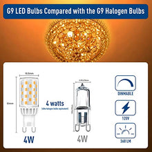 Load image into Gallery viewer, Dimmable G9 LED Bulb 4.5W 3000K 120V Soft Warm White Light Bulbs,CRI85 G9 Bi Pin Bulb (T4 40Watt Halogen Replacement ),450 Lumens,No Flickering, 360 Beam Angle,Energy Saving G9 Small Bulb, 5 Pack
