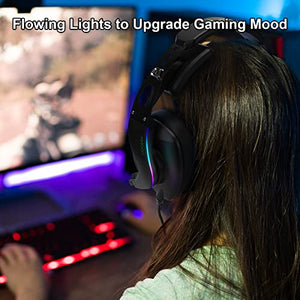Jeecoo J65 USB Gaming Headset for PC - 7.1 Surround Sound Heavy Bass Headphones with Unique Cushion Pads, Clear and Crystal Microphone - Plug & Play for Laptop Computers