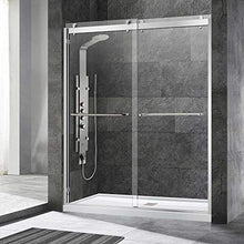 Load image into Gallery viewer, WOODBRIDGE SDD6076-B Frameless Shower Doors 56-60" Width x 76" Height with 3/8"(10mm) Clear Tempered Glass, 2 Ways Opening &amp; Double Sliding Nickel Finish, Brushed Nickle
