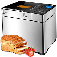 Load image into Gallery viewer, KBS Large 17-in-1 Bread Machine, 2LB All Stainless Steel Bread Maker with Auto Fruit Nut Dispenser, Nonstick Ceramic Pan, Full Touch Panel Tempered Glass, Reserve&amp; Keep Warm Set, Oven Mitt and Recipes
