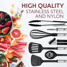 Load image into Gallery viewer, Kitchen Utensils Set 24 Nylon and Stainless Steel Cooking Utensil Set, Non-Stick and Heat Resistant Cooking Utensils Set, Kitchen Tools, Useful Pots and Pans Accessories and Kitchen Gadgets (Black)

