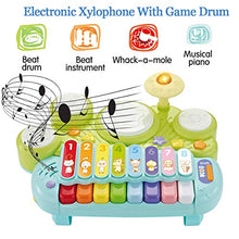 Load image into Gallery viewer, fisca 3 in 1 Musical Instruments Toys, Electronic Piano Keyboard Xylophone Drum Set - Learning Toys with Lights for Baby &amp; Toddler 1 2 3 Year Old Boys and Girls
