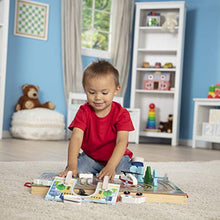Load image into Gallery viewer, Melissa &amp; Doug 18-Piece Wooden Take-Along Tabletop Town, 4 Rescue Vehicles, Play Pieces, Bridge

