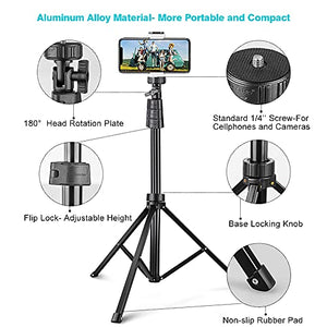 UBeesize 67'' Phone Tripod Stand & Selfie Stick Tripod, All in One Professional Cell Phone Tripod, Cellphone Tripod with Wireless Remote and Phone Holder, Compatible with All Phones/Cameras