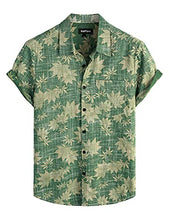 Load image into Gallery viewer, VATPAVE Mens Front Pocket Hawaiian Shirts Casual Short Sleeve Button Down Beach Shirts 3X-Large Green Leaves Flower
