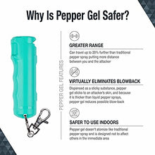 Load image into Gallery viewer, SABRE Pepper Gel with Finger Grip and Snap Clip, 12-Foot (4 Meter) Range, UV Marking Dye, Ergonomic Finger Grip, Flip Top Safety, Supports RAINN, Mint Green

