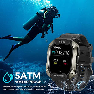 Kospet Smart Watches for Men – Bluetooth Call (Answer/Make Call) 5ATM Waterproof Fitness Watch Tracker for Android iOS iPhones with Heart Rate Blood Pressure - 1.72" Tactical Outdoor Sports Smartwatch