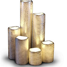 Load image into Gallery viewer, LED Lytes Flameless Timer LED Candles Slim Set of 6, 2&quot; Wide and 2&quot;- 9&quot; Tall, Silver Coated Wax and Flickering Warm White Flame for Home and Wedding Decor
