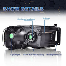 Load image into Gallery viewer, PIT66 Headlights, Compatible with 02-05 Dodge Ram 1500/03-05 Dodge Ram 2500 3500 Headlamp Assembly Accessories Left and Right Replacement Part Clear lens Black Housing Clear Reflector
