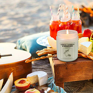 Double Gift Home Scented Candles, Aromatherapy Candles Made with Soy Wax and Essential Oil - 15Oz 50 Hours Burn Long Lasting Scented - Lavender, Lemon & Verbena