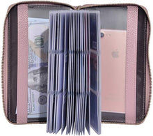 Load image into Gallery viewer, Easyoulife Credit Card Holder Wallet Womens Zipper Leather Case Purse RFID Blocking (Pink)
