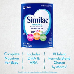 Similac Advance Infant Formula with Iron, Powder, One Month Supply, 36 Ounce (Pack of 3)