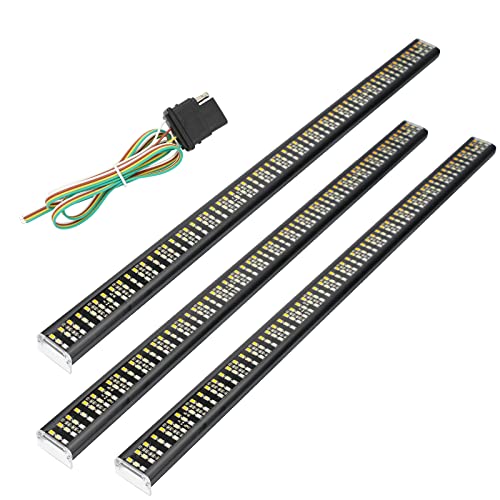 SUPAREE 5FT LED Triple Tailgate Light Bar Plug-and-Play with 4-Way Flat Connector Wire - Amber Sequential Turn Signal Red Brake/Running, White Reverse Lights for Pickup Truck