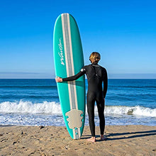 Load image into Gallery viewer, Wavestorm-15th Anniversary Edition Soft Top Foam 8ft Surfboard | for Beginners and All Levels | Includes Accessories | Leash and Multiple Fin Options, Turquoise pinline
