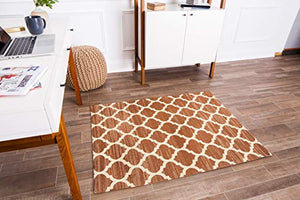 Anji Mountain Chair Mat Rug'd Collection, 1/4" Thick - For Low Pile Carpets & Hard Surfaces, Nizwa , Brown and Ivory Trellis