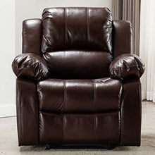Load image into Gallery viewer, Bonzy Home Air Leather Recliner Chair Overstuffed Heavy Duty Recliner - Faux Leather Home Theater Seating - Manual Bedroom &amp; Living Room Chair Reclining Sofa (Red Brown)
