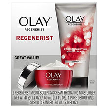 Load image into Gallery viewer, Olay Regenerist Micro-Sculpting Cream Face Moisturizer with Hyaluronic Acid &amp; Niacinamide (1.7 Oz) + Olay Regenerist Pore Scrub Cleanser (5.0 Oz) Skin Care Gift Set
