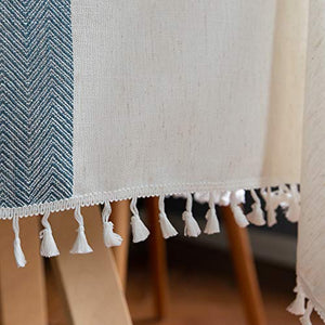 Oubonun Rustic Lattice Tablecloth Cotton Linen Light Coffee Square Table Cloths for Kitchen Dining, Party, Holiday, Christmas, Buffet, 55"x55"