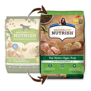 Rachael Ray Nutrish Premium Natural Dry Dog Food, Real Chicken & Veggies Recipe, 14 Pounds (Packaging May Vary)