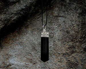 Raw Black Tourmaline Crystal Healing Pendant Necklace –Protection Negative Energy Cleanser Natural Stress Aid Soothe Mind Emotions - Authentic Stone on Silver Plated 18" Chain Chakra Healing Charm