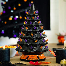Load image into Gallery viewer, Best Choice Products Pre-Lit 15in Ceramic Tabletop Halloween Tree Holiday Decoration w/Orange &amp; Purple Bulb Lights
