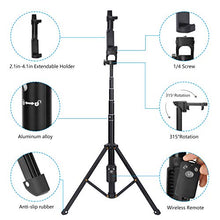 Load image into Gallery viewer, Selfie Stick Tripod,54" Extendable Tripod Stand with Cell Phone Mount Holder &amp; Rechargeable Wireless Remote,Lightweight, Compatible with iPhone &amp; Android Phone,Camera,Gopro
