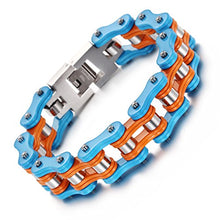 Load image into Gallery viewer, NELSON KENT Men Titanium Steel Bicycle Chain Orange Blue
