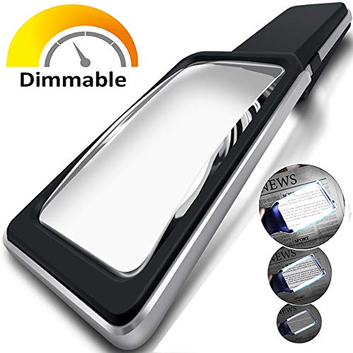 3X Large Magnifying Glass with [10 Anti-Glare & Fully Dimmable LEDs]-Evenly Lit Viewing Area-Illuminated Lighted Magnifier for Reading Small Fonts, Low Vision Seniors, Macular Degeneration, Inspection