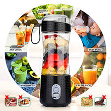 Load image into Gallery viewer, Aitsite Portable Blender, Personal Mixer Fruit Rechargeable USB with 2 Straws, Mini Blender for Smoothie, Fruit Juice, Milk Shakes 380ml, Six 3D Blades for Great Mixing (Black)
