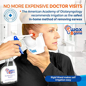 WaxBgone Ear Wax Removal Kit with Earwax Drops and SoftSpray Ear Irrigation Tips for Safe and Effective Earwax Removal - Complete Ear Cleaning Kit for Adults and Kids