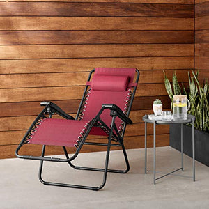 AmazonBasics Outdoor Zero Gravity Lounge Folding Chair, Burgundy