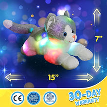 Load image into Gallery viewer, Houwsbaby Light up Kitty Stuffed Animal Cat Floppy LED Plush Toy Kitten Night Lights Glow Pillow Birthday Gifts for Kids Toddler Girls, Gary, 15''
