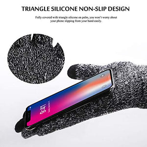 TRENDOUX Driving Gloves, Unisex Knit Winter Touchscreen Glove Men Women Texting Smartphone - Elastic Cuff - Thermal Wool Lining - Stretchy Material Black White - L